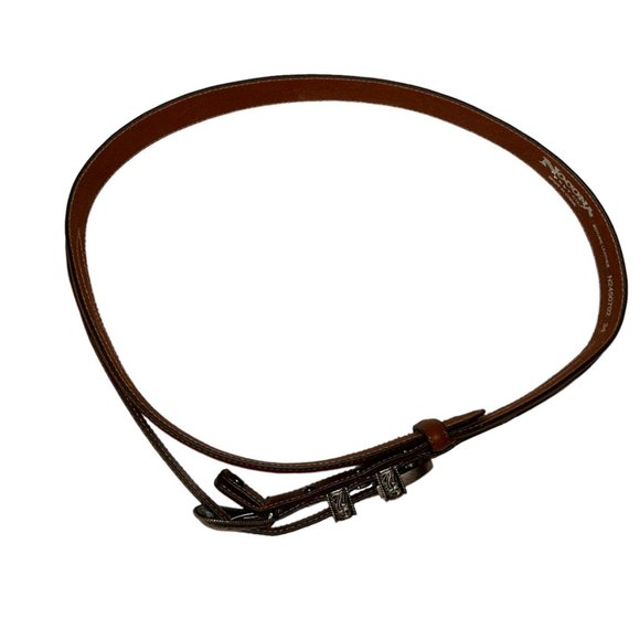 noona Leather etched silver buckle western high quality belt 34 - Picture 5 of 9